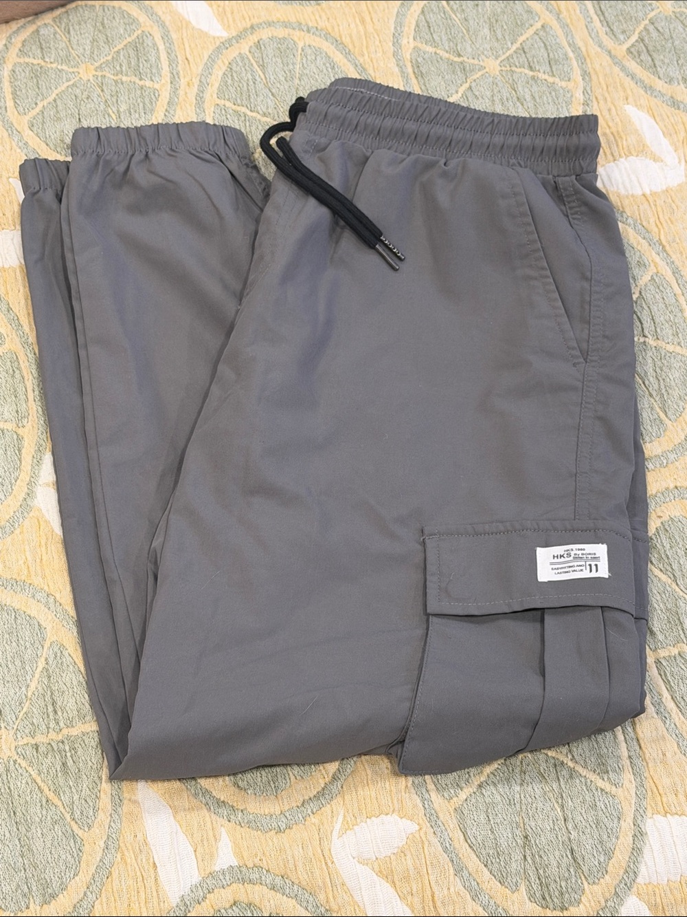 Men's Charcoal Cargo Joggers with Drawstring Waist